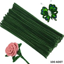 Roco Paper Co. Şönil Tel,  El Işi, Dıy, Hobi ve Çiçek Yapım Teli, Haki Yeşil, 100 Adet, 6 mm - 30 cm