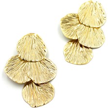 Royaleks Çizgili Pul Küpe - Altın