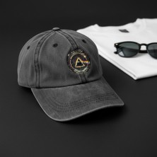 Retro Prizma ve Işık Temalı Nakış Desenli Siyah Yıkamalı Unisex Şapka – Ayarlanabilir Cap