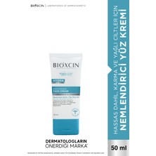 Bioxcin Hydra Karma ve Yağlı Ciltler İçin Nemlendirici Yüz Kremi 50 ml – Hyaluronik Asit, Çay Ağacı Yağı, Aloe Vera, İpek Proteini – Sebum Dengeleyici & Matlaştırıcı