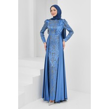 İmaj Butik Indigo Önü Taşlı Saten Abiye