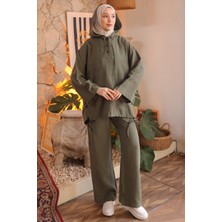 İmaj Butik Haki Kapüşonlu Tunik Pantolonlu Takım