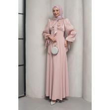 İmaj Butik Pudra Balon Kol Taş Detaylı Abiye