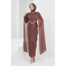 İmaj Butik Gül Kurusu Önü Drapeli Taşlı Abiye