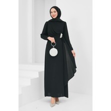 İmaj Butik Siyah Önü Drapeli Taşlı Abiye
