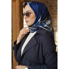 İmaj Butik Lacivert Ipekhan Soft Dijital Pamuklu Eşarp