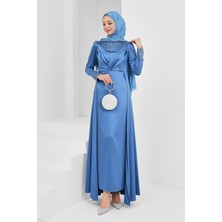 İmaj Butik Indigo Önü Taşlı Saten Abiye