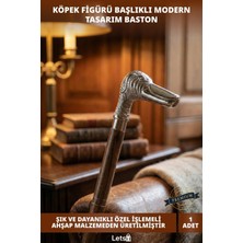 Letsii Dayanıklı Ahşap Pirinç Köpek Figürlü Tasarım Baston 96 cm