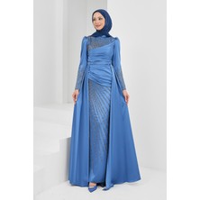 İmaj Butik Indigo Önü Taşlı Saten Abiye