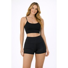 MAYOPORT Kadın Siyah Yüksek Bel Biker Şort Tayt Slim Fit Örme Kumaş ile Şık ve Rahat