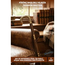 Letsii Ahşap Gövde Pirinç Başlıklı Şık Klasik Tasarım Baston