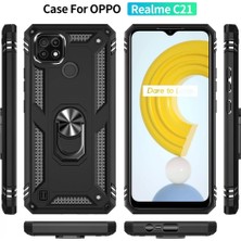 Marsilyan Realme C21 Kılıf Sofya Yüzüklü Silikon Kapak - Siyah