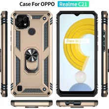 Marsilyan Realme C21 Kılıf Sofya Yüzüklü Silikon Kapak - Gold