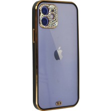 Marsilyan iPhone 12 Kılıf Liva Taşlı Silikon - Siyah