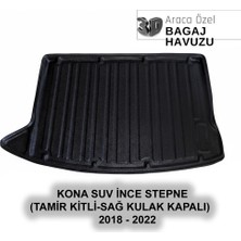 Elorcar Hyundaı Kona Suv Ince Stepne (Tamir Kitli-Sağ Kulak Kapalı) 2018 - 2022 3D Bagaj Havuzu
