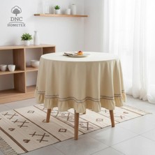 DNC Hometex Premium Keten Sarı Yuvarlak Fırfırlı Özel Seri Masa Örtüsü