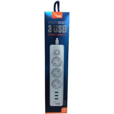 Özbience 3’lü Akım Korumalı Priz USB Çıkışlı Güç Çoklayıcı