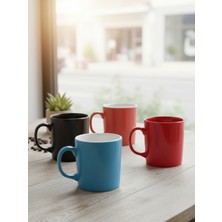 Dörtel Tedarik 4'lü Seramik Kupa Mavi, Pembe, Kırmızı, Siyah