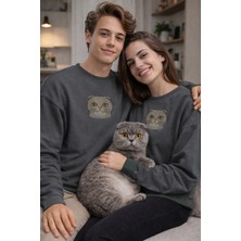 Muhtar Store Scottish Fold Kedi Desenli Sevgili Sweatshirt – Unisex Çift Kombini