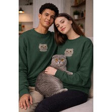 Muhtar Store Scottish Fold Kedi Desenli Sevgili Sweatshirt – Unisex Çift Kombini