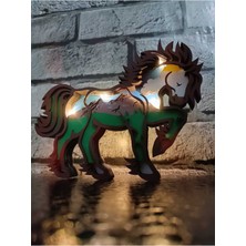 GHY Ahşap Dekoratif 3D Hayvan Figürlü Katmanlı Masa Süsü Biblo (At)