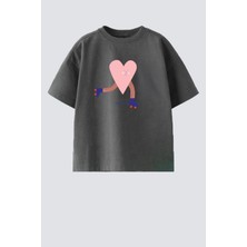 Monila Kız Çocuk Pamuklu Bisiklet Yaka Baskılı T-Shirt