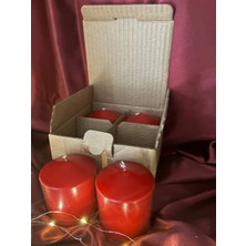 İzmir Candle Silindir 7*7cm Kırmızı 4lü Set(KİLİSE,DİNİ TÖREN,RİTÜEL,ARINMA,YOGA,EV DEKORASYON,ORGANİZASYON-4'lü dekoratif mum seti silindir büyük boy uzun yanma-ev mumu