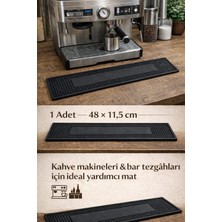 Hayveys Kahve Makinesi Önü Damlatma Matı Kaymaz Tezgah Koruyucu Siyah Mat