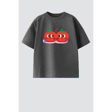 Monila Kız Çocuk Baskılı Pamuklu Bisiklet Yaka T-Shirt