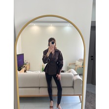 Butik Kadın Kruvaze Yaka Belden Oturtmalı Şık Gömlek