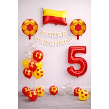Patladı Gitti Sarı Kırmızı Futbol Temalı 5 Yaş Doğum Günü Balon Seti