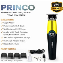 Princo Şarjlı Dokunmatik Sarı Dijital Ekran Saç Sakal Tıraş Makinası PR-650