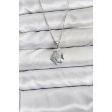 Callerrons Accessories Zincir Gümüş Renk Balık Model Zirkon Taşlı Kadın Kolye - EBJ260130W39274