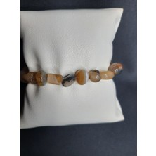 Mryart Açık Kahve Kırık Iri Akik Taşı Bileklik Unisex