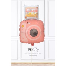 Pekshop Pembe Polaroid Fotoğraf Makinesi Şeklinde Folyo Balon