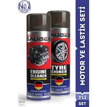 PROSAÜBER 2'li Set Lastik Parlatıcı & Susuz Motor Temizleme Spreyi Güçlü Yağ Kir Sökücü Parlatıcı Kalıcı Bakım