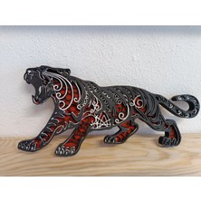 GHY Ahşap Dekoratif 3D Katmanlı Kaplan Figürlü Masa Süsü Biblo