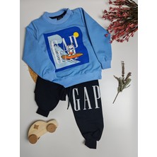 Moda Rüyası Snoopy Mavi Erkek Çocuk Alt Üst Eşofman Takımı – 3-8 Yaş