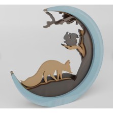 GHY Ahşap Dekoratif 3D Tilki ve Sincap Figürlü Masa Süsü