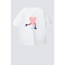 Monila Kız Çocuk Pamuklu Bisiklet Yaka Baskılı T-Shirt