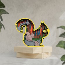 GHY Ahşap Dekoratif 3D Sincap Figürlü Masa Süsü Biblo 20X20CM