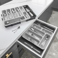 Deyhome Handy Çekmece Içi Kaşıklık Organizer Çift Taraflı Uzayabilen Kaşıklık Düzenleyici (34CM+55CM x 38CM)