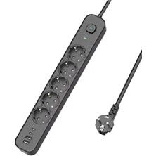 Özbience 5 Prizli Uzatma Kablosu, 2x Usb-A, 2x Usb-C, 3680W, 2m Kablo