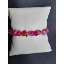 Mryart Pembe Renk Kırık Iri Akik Taşı Bileklik