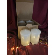 İzmir Candle Silindir 7*10CM Beyaz 4lü Set