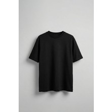 Abluka Online Erkek Oversize Premium Kumaş Gramajlı Basic T-Shirt Siyah