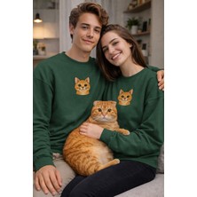 Muhtar Store Sarman Kedi Desenli Sevgili Sweatshirt – Unisex Çift Kombini