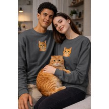 Muhtar Store Sarman Kedi Desenli Sevgili Sweatshirt – Unisex Çift Kombini