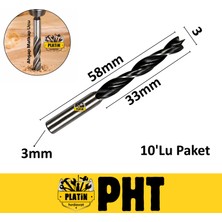 PHT Ahşap Matkap Ucu 3mm x 58MM ( 10 Adet ) PLT28000300