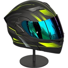Scharf 902 Çene Açılır Motosiklet Kaskı – Güneş Gözlüklü (Rainbow Green Vizörlü) Mx1 Yellow